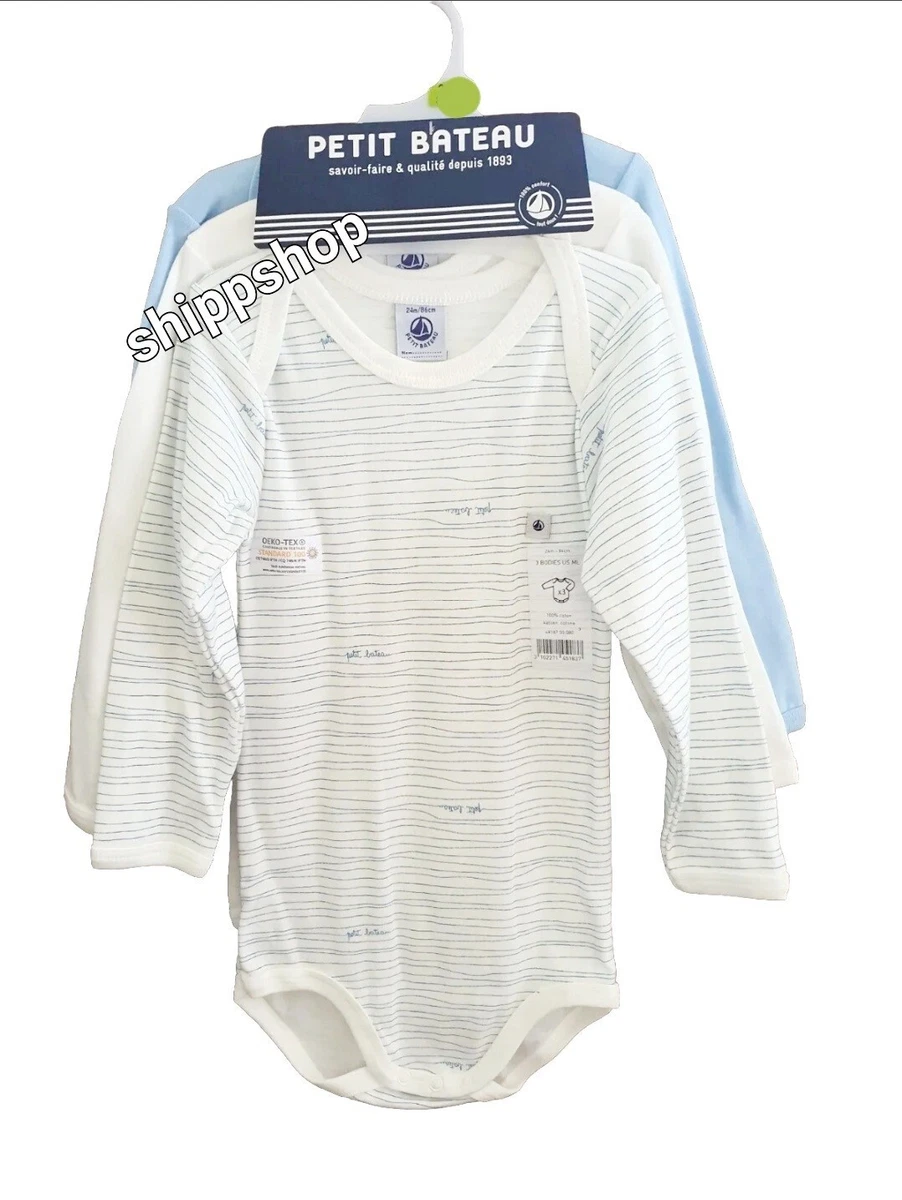 bodies X3 Petit Bateau Garçon 36 mois manches longues 100% coton