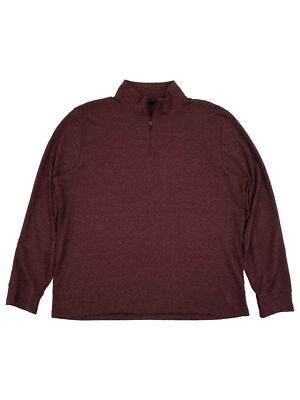 Marc Anthony Mens Burgundy Luxury Slim Fit Long Sleeve Quarter Zip Shirt