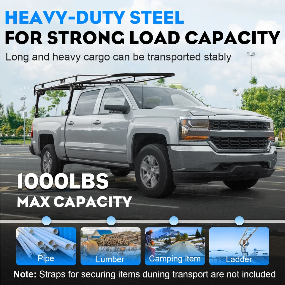 Adjustable FullSize Trunk Bed Truck PICKUP Rack Ladder Lumber Utility Kayak Foto 3 de 4