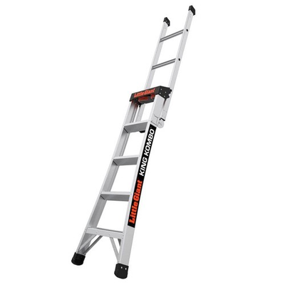 #ad LITTLE GIANT KING KOMBO 8 FT H X 24 IN W ALUMINUM EXTENSION LADDER SILVER $219.63