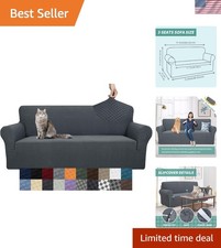 High-Stretch Non-Slip Sofa Slipcover   Durable Pet Proof Protector in Dark Gray