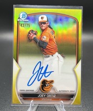 2023 Bowman Chrome Joey Ortiz Yellow Refractor Auto /75 Orioles Brewers 