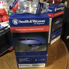 Smith  Wesson 44-Magnum Safety Glasses Black Temples Clear Anti-Fog Lens 12 Pk
