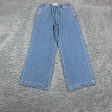 Zara Jeans Womens S Blue Medium Wash High Rise Wide Leg Elastic Waist 27x30 NWT