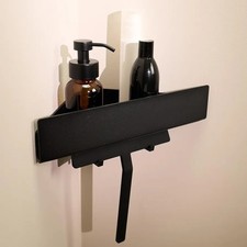 Drill-Free Corner Shower Shelf Rustproof Bathroom Rack – Matt Black