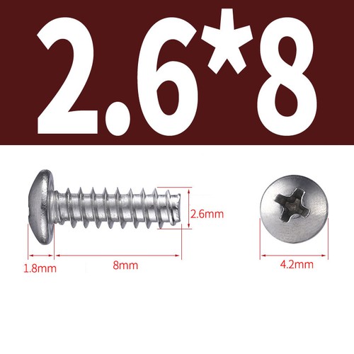 Phillips Pan Head Flat Tail Self Tapping Screws 304 A2 Stainless Steel M1.4 - M5 - Picture 35 of 61