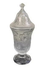 Vtg Jeannette 12" Clear Pressed Glass Candy Dish With Lid Called Bomboniere EUC