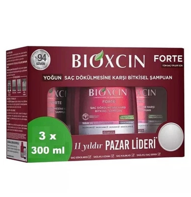 Bioxcin Forte Intensive Shampoo For Hair Loss Herbal For Men & Women 3 x 300ml