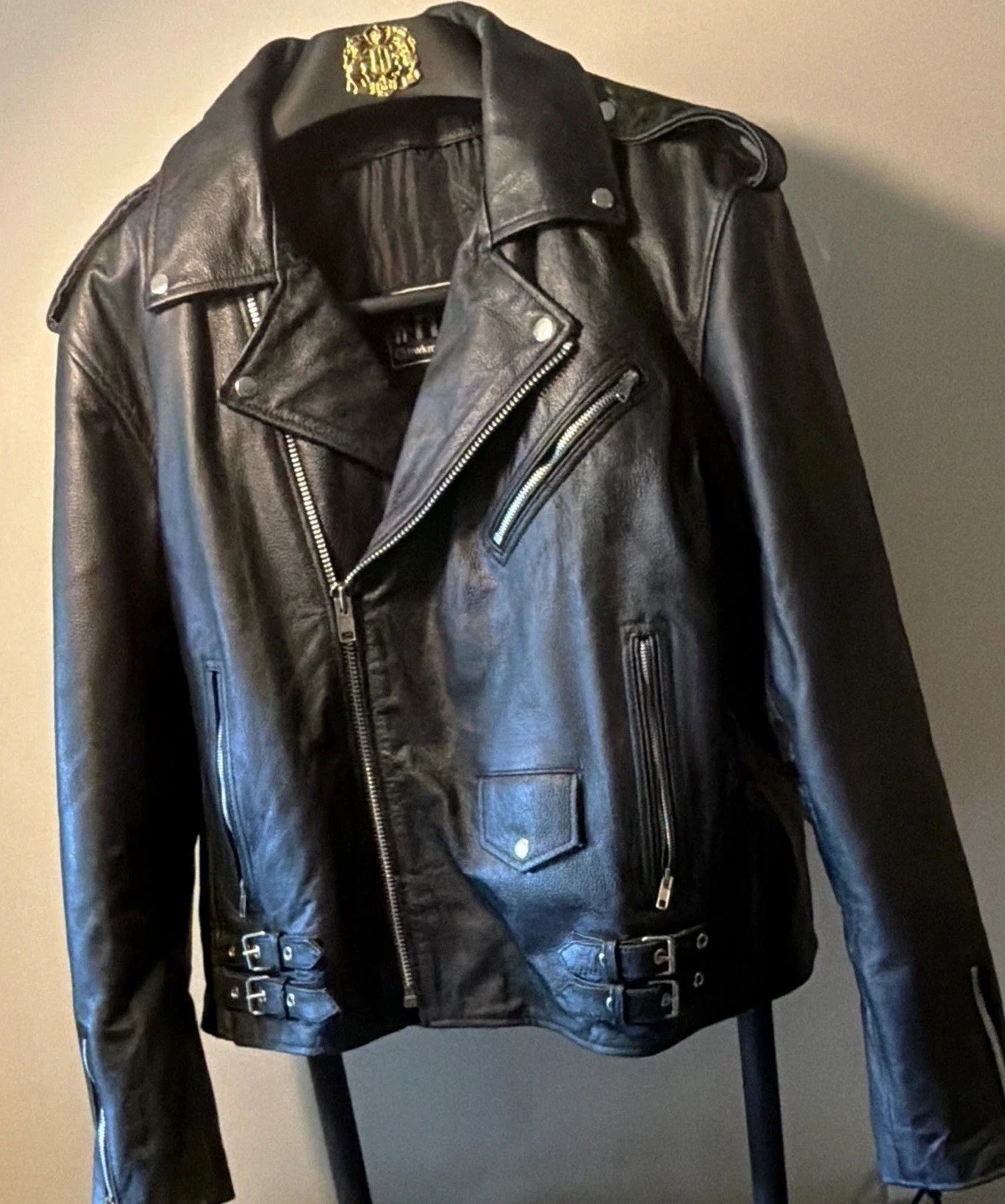 3XL Men’s Black Biker Jacket, Protective Pads, HWK MotorSports - product detail image 1