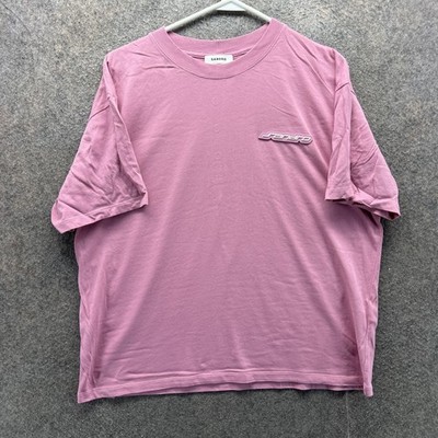 Sandro Shirt Womens Large Pink Logo Crew Neck Short Sleeve Jersey Basic Top