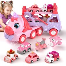 7 in 1 Carrier Truck Toys for 1 2 3 Year Old Girl Birthday Gifts, Princess To...