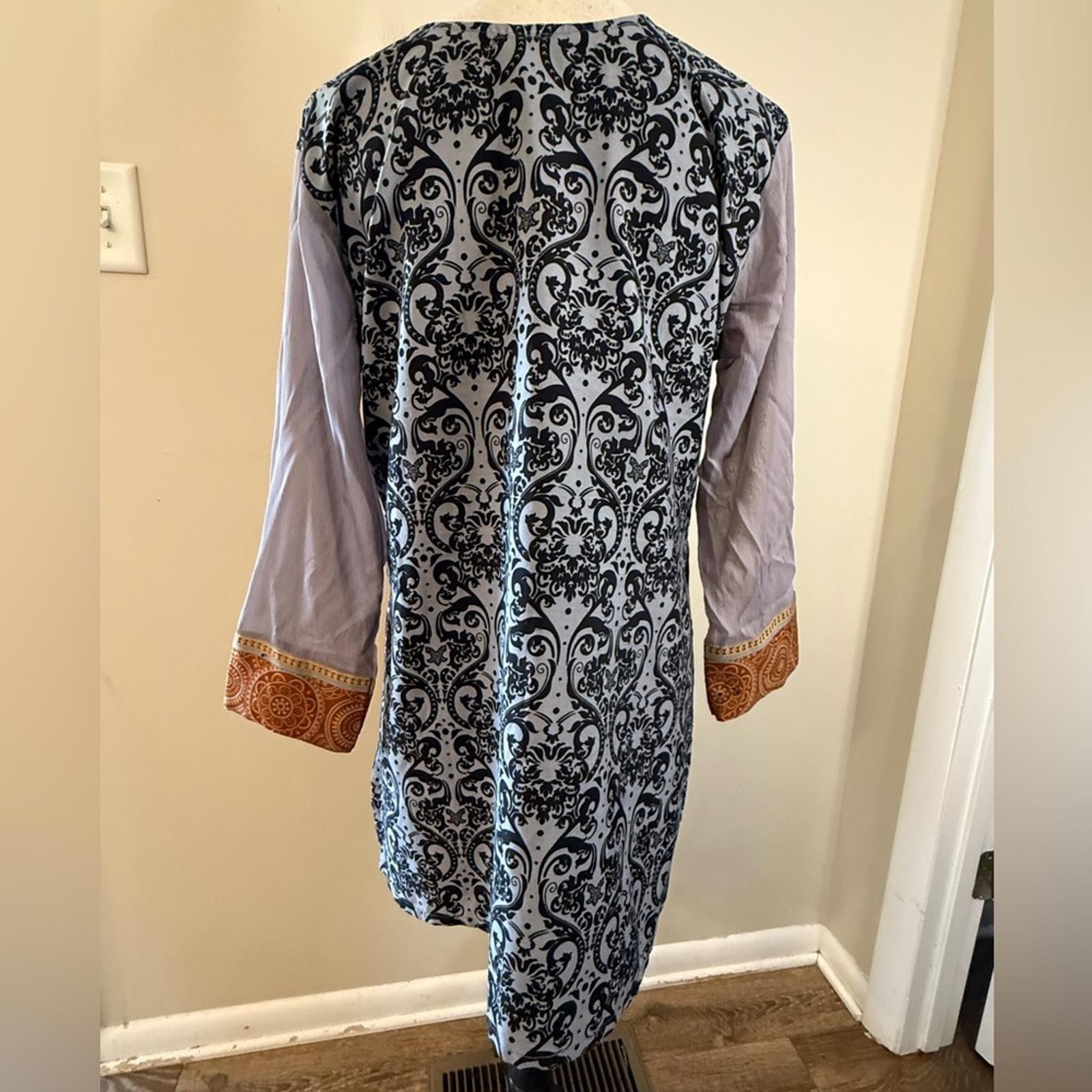 Paisley tunic top patchwork neutral multicolored … - image 4