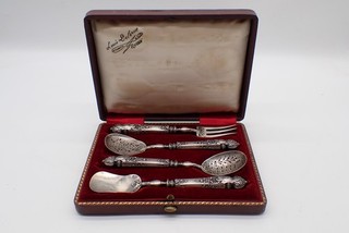 coffret à dessert ancien en argent massif poinçon Minerve