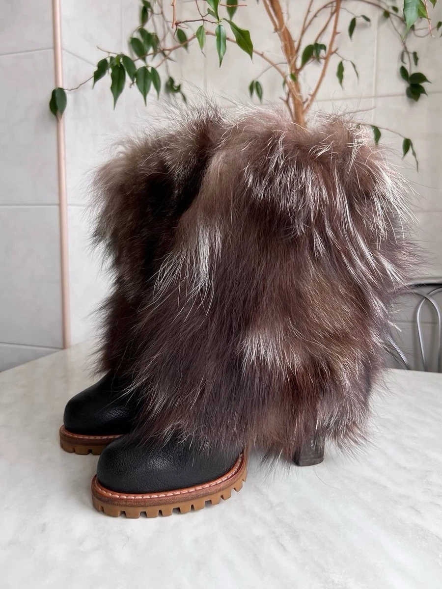 Black Stiletto Fur Boots for Women for sale | eBay