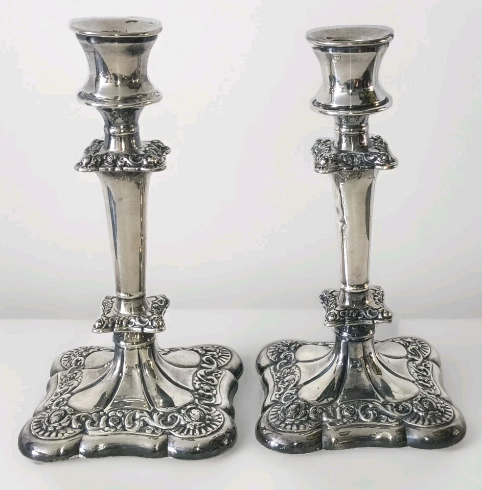 Candelabros plateados E G Webster & Son NY ornamentados placa cuádruple Art Nouveau Foto 2 de 4