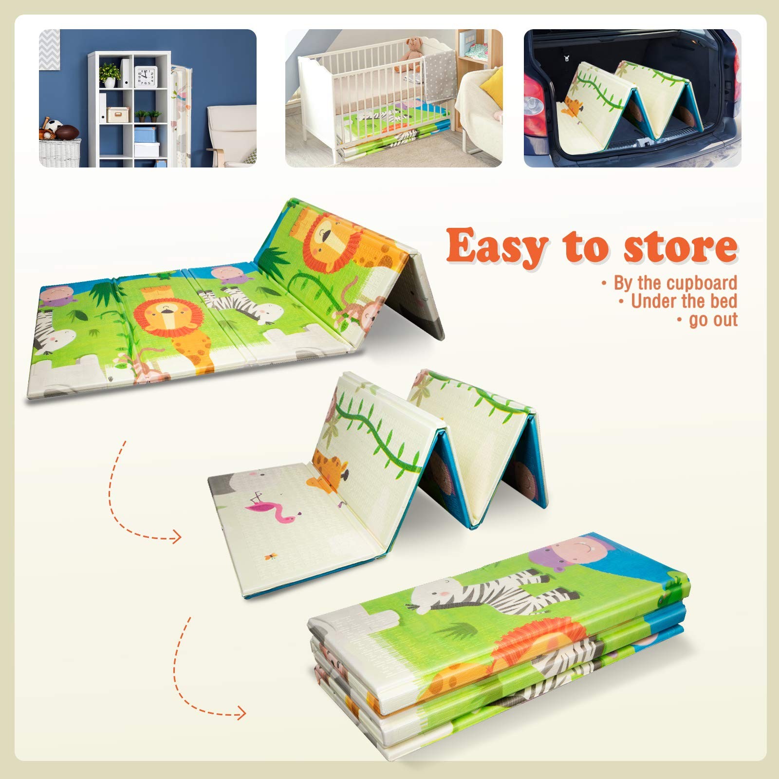 UANLAUO Foldable Baby Play Mat - Extra Large, Waterproof Activity Playmat for Ba