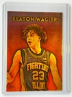 Keaton Wagler Gold Artist Signed "Illinois Fighting Illini" Trading Card 1/1