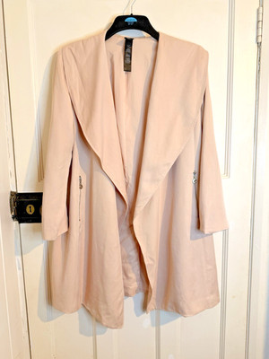 Chico's Jacke Mantel vorne offen hellrosa Taschen Gr. 2 Petite UK 14/16