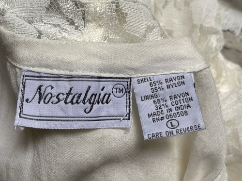Vintage Nostalgia Women’s Ivory All Lace Short Sleeve Maxi Dress Size L - Picture 7 of 7