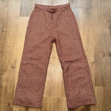 Vtg 60s 70s Bell Bottom Pants Womens 12 Wool Flare Leg White Stag Disco 27 x 25