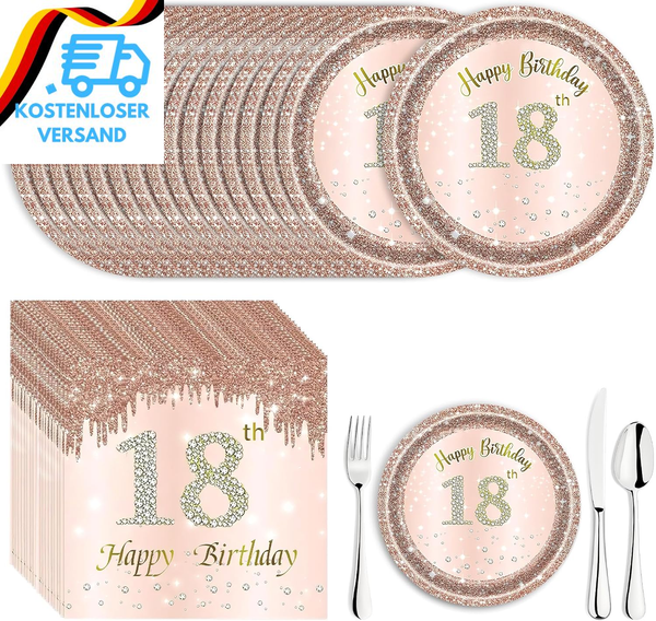 Deko 18 Geburtstag MäDchen, 16 Pappteller Und 20 Servietten 18 Geburtstag Deko 1-image