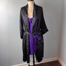 Vtg VICTORIA'S SECRET SATIN Nightgown ROBE Set Slip Chemise Gold Label One Size
