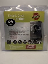 Factory Authorized 3 Prong, 5 foot, 3 wire, 30 AMP Universal Electric Dryer Cord