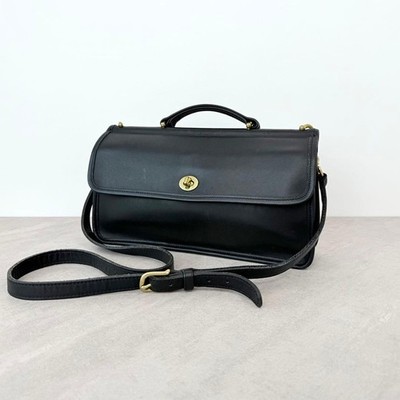 Coach Old Coach Willis City Bag Turnlock Shoulder Bag Black Leather
