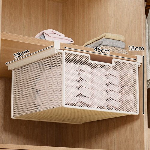 Under Shelf Underwear Storage Basket Pure Color Pull-Out Drawer Office Storage - Picture 14 of 18