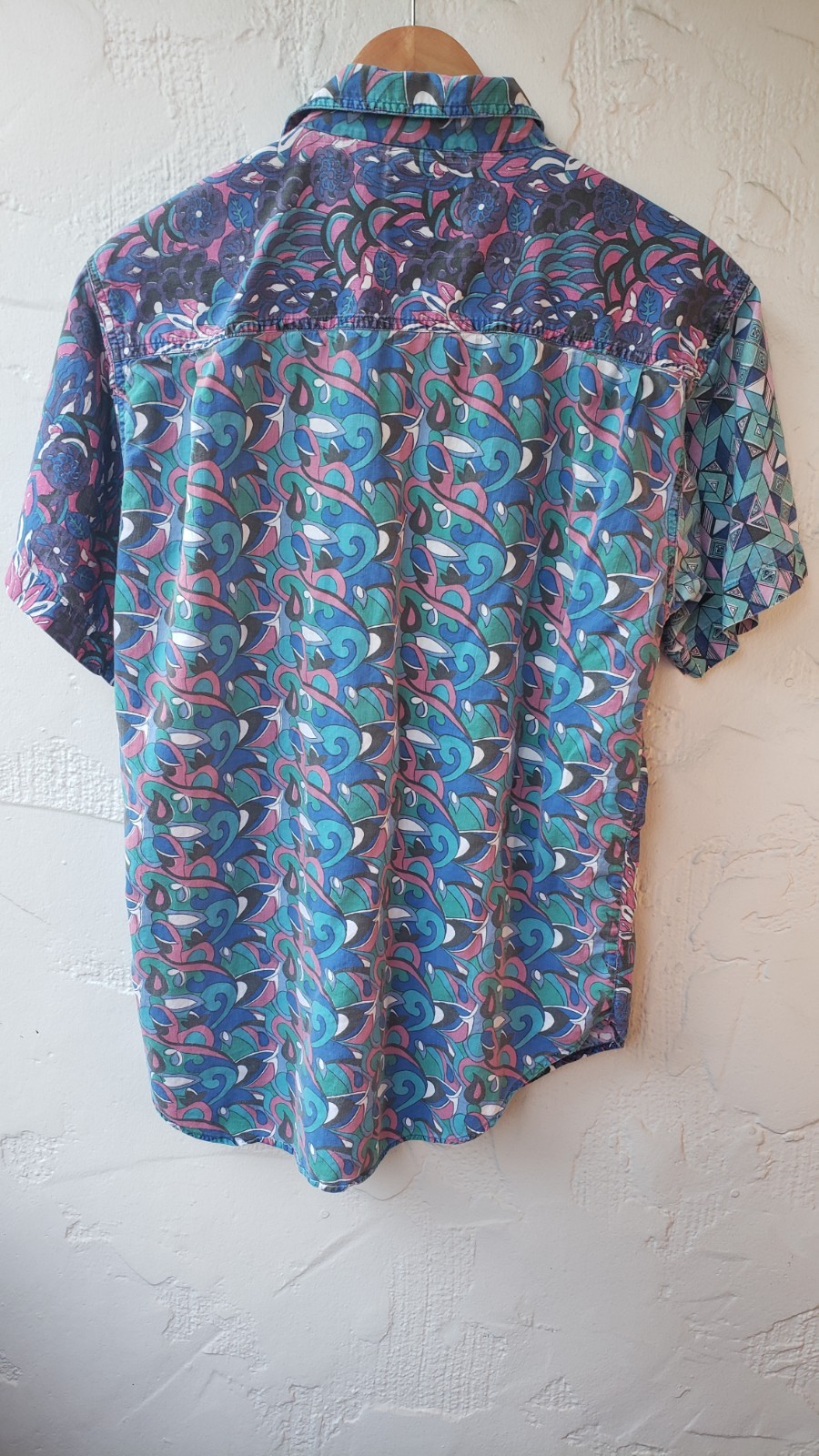 80s Santana Split Print Pattern Button Up Size S - image 2