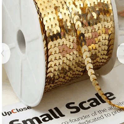 1 Roll of Shiny Gold Sequin Trim 100 Yards 6mm - Brand New