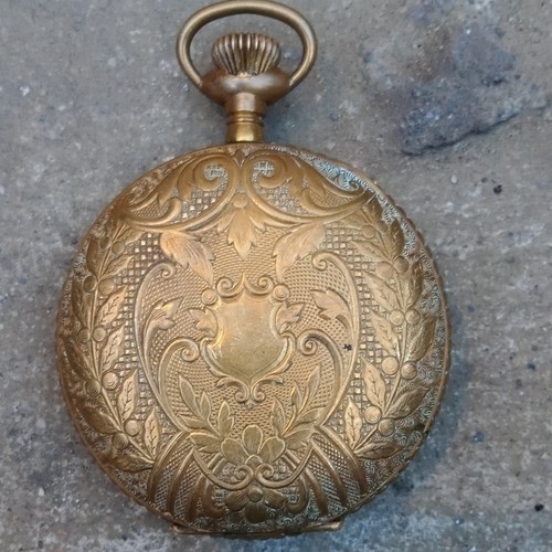 Gold Filled Full Hunter Pocket Watch, Engraved Floral Case, "25 Years" Vintage