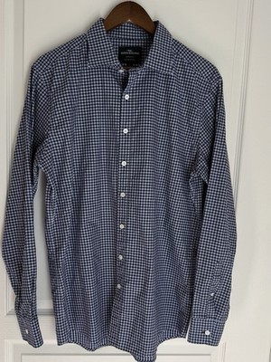 Rodd & Gunn Sports Fit Woven in Italy Albini Fabric Navy Blue Gingham Large BIN