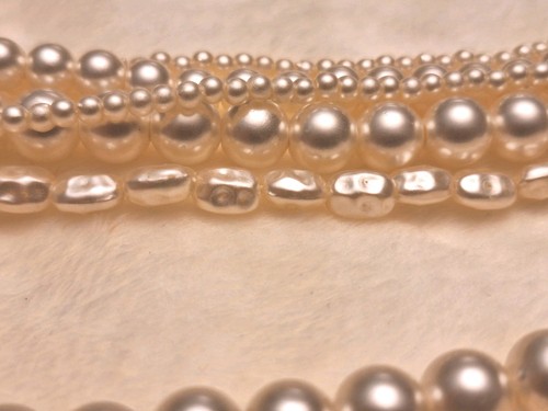 Womens Necklace Pearl Strands Different Shapes Hook Clasp 14" - Picture 7 of 9