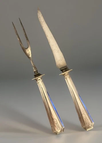 Fairfax by Durgin-Gorham Sterling Silver Carving Set Knife Fork 10” Free Ship!