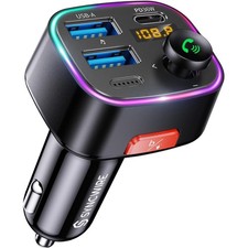 Bluetooth FM Transmitter Car Adapter USB Fast Charging LED Display HiFi Bass