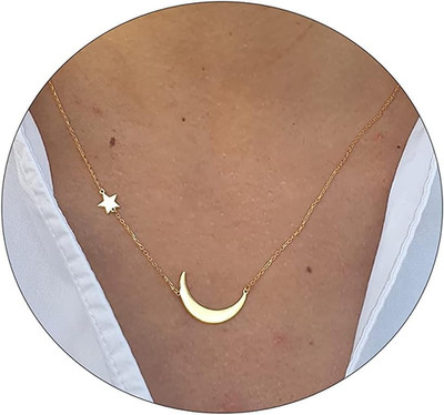 Zierlicher Gold Anhänger Halskette 14K vergoldet zart klein Liebe Herz Stern CZ Le