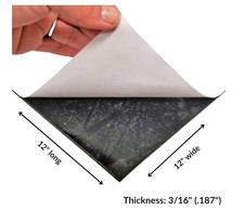 Neoprene Solid Sheet with PSA 3/16" Thick x 12" wide x 12" long 60A Duro, Black