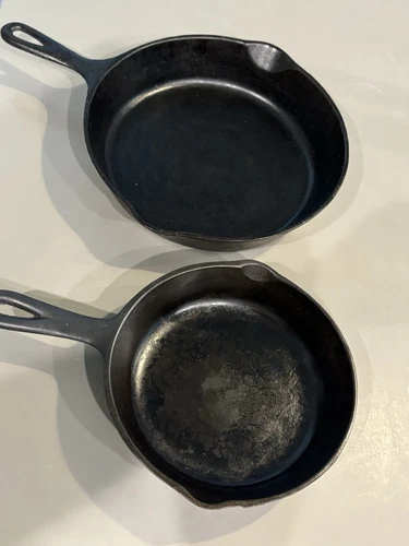Vintage 2 BSR Cast Iron Skillet 5n  8” & 10”