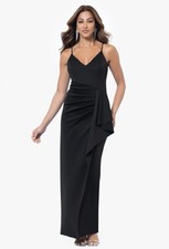 XSCAPE NWT Tabitha Dress Size 6 Black Ruffled Sleeveless Scuba Sheath $220
