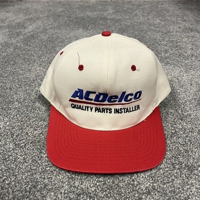 Vintage AC Delco Parts Hat Cap Snapback Baseball Adjustable Retro White Red