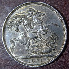 1891 Queen Victoria - Silver Crown - Very Nice High Grade.