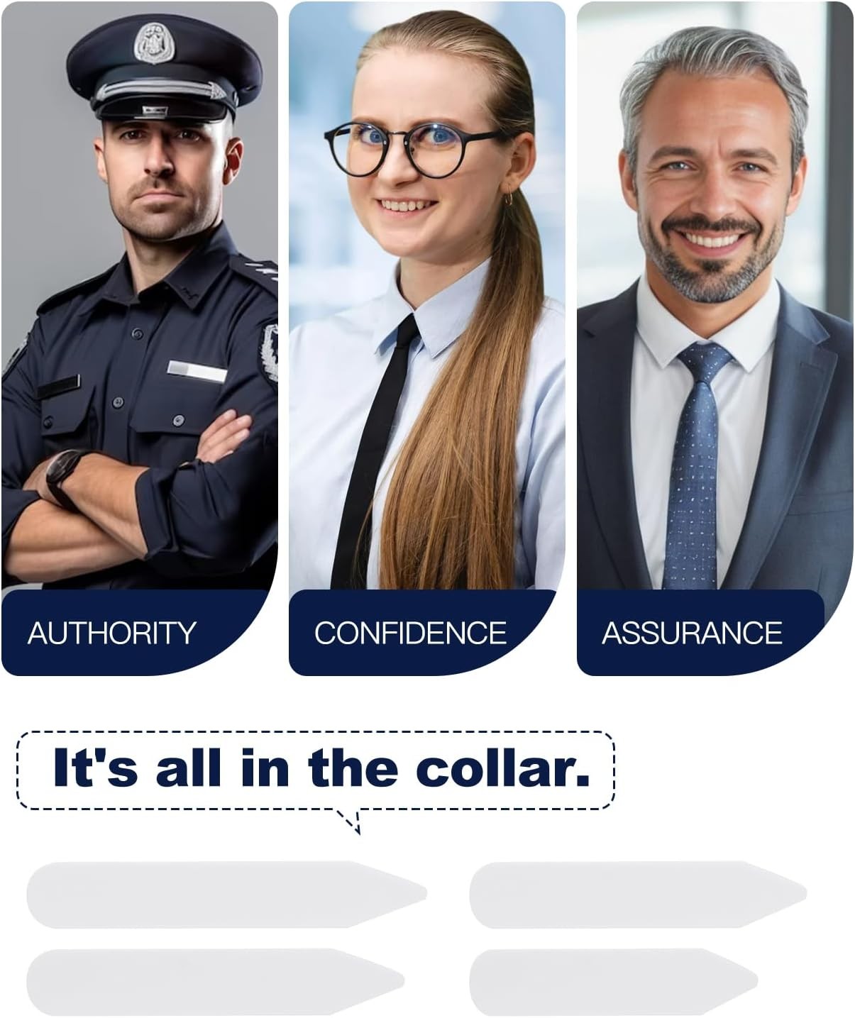 vivinin 112P Dress Shirt Collar Inserts, White Plastic Stays with... 