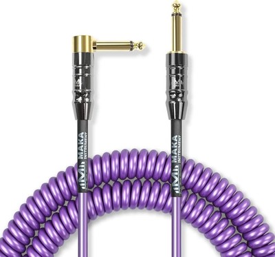 Premium Guitar Coil Cable 20 Feet, Instrument Coiled Curly Cord for Guitar Bass,