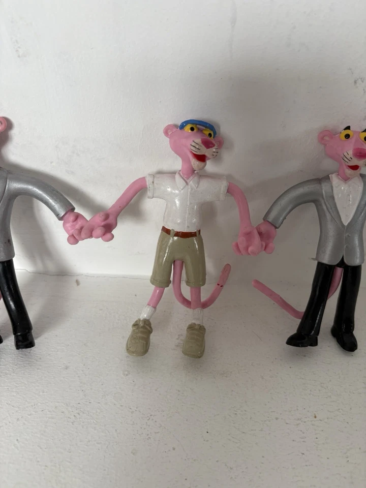 3 x Pink Panther 4.5" Bendy Bendable Figures 1999 Vintage Toys Suit & Golf - Image 3 of 4