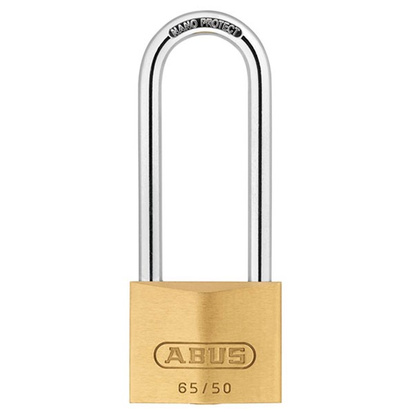 ABUS 65/50mm Brass Padlock 80mm Long Shackle Keyed Alike 6504
