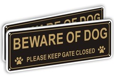  2 Pack Beware of Dog Signs for Fence, Heavy-duty Metal Please Keep Gate Clo...