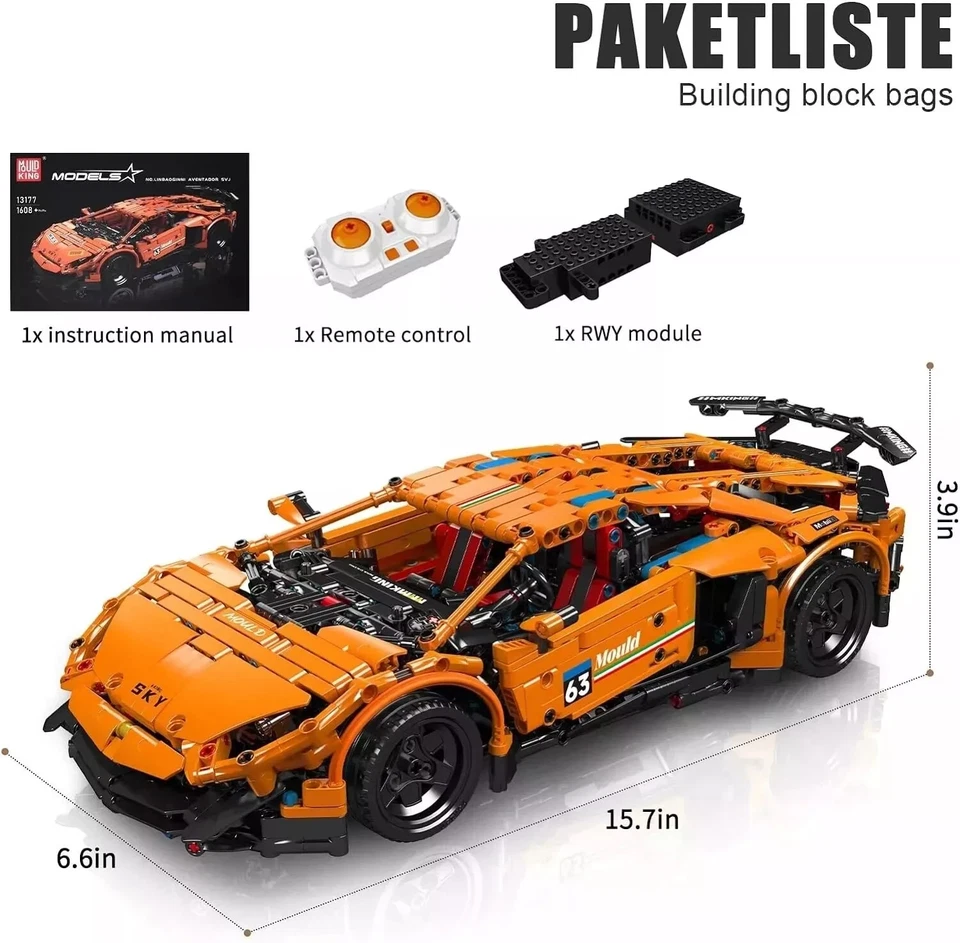 MOULD KING 13177 Lamborghini Aventador SVJ – 1608+ Pcs -  RC Remote Control NEW - Image 3 of 4