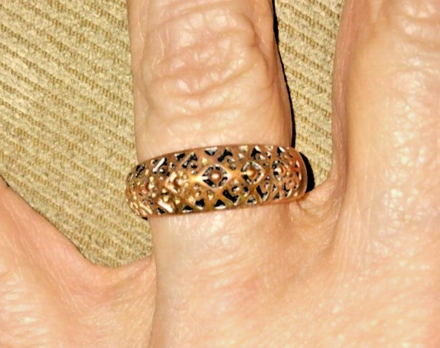 VINTAGE COPPER? OPENWORK OVER SOLID RING BAND 60s… - image 1
