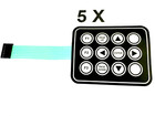 Folientastatur, 12 Tasten, 3x4 Tastenfeld,7pol. Keypad, Keyboard,Matrix, 5 Stück